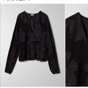 Aritzia Wilfred Floral Peplum Blouse